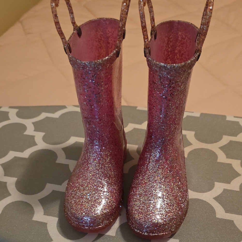 Sparkly Pink Glitter Light-up Rain Boots